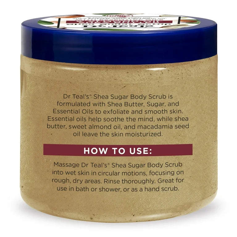DR TEAL’S SHEA SUGAR SCRUB WITH SHEA BUTTER, ALMOND OIL AND ESSENTIAL OILS, 19oz