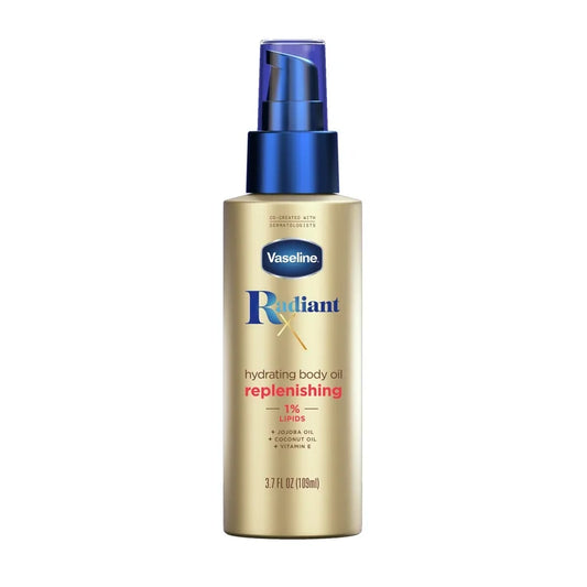VASELINE RADIANT X REPLENISHING & HYDRATING BODY OIL WITH 1% LIPIDS JOJOBA OIL COCONUT & VITAMIN E, 3.7 oz.
