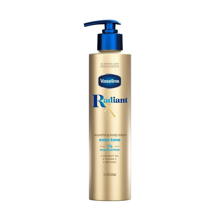 VASELINE RADIANT X EVEN TONE NOURISHING COCONUT OIL BODY LOTION FOR DRY SKIN, 11 oz