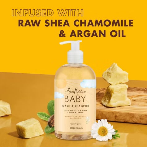 SHEA MOISTURE RAW SHEA CHAMOMILE & ARGAN OIL BABY WASH & SHAMPOO 13oz