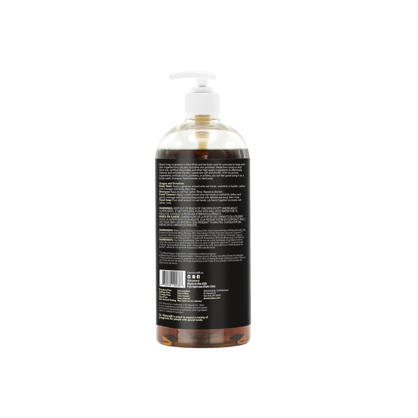 DR NATURAL PLANT BASED CASTILE BLACK SOAP