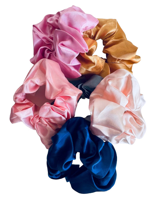 6 PACKS SILKY SATIN SCRUNCHIES