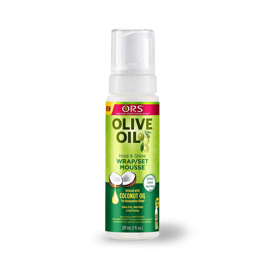 ORS OLIVE OIL HOLD & SHINE WRAP SET MOUSSE INFUSED WITH COCONUT OIL